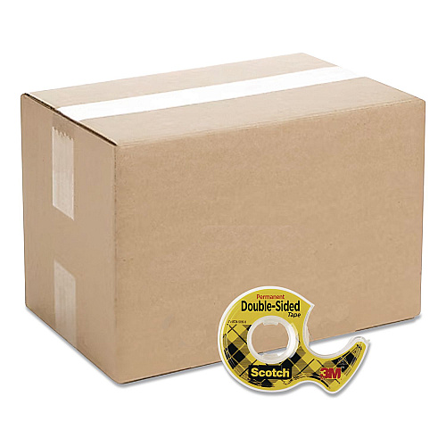 Scotch Double-Sided Permanent Tape in Handheld Dispenser, 1" Core, 0.5" x 37.5 ft, Clear, 72/Carton (137CT)