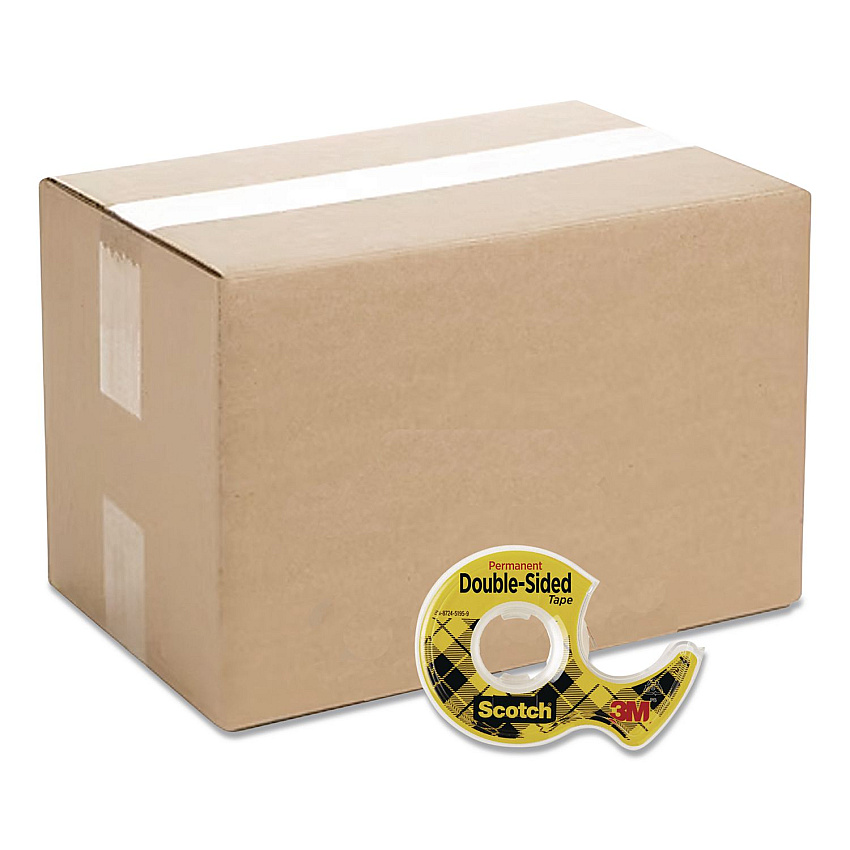 Scotch Double-Sided Permanent Tape in Handheld Dispenser, 1" Core, 0.5" x 37.5 ft, Clear, 72/Carton (137CT)