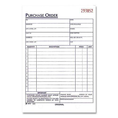 Adams Multipart Purchase Order Pad, Three Part Carbonless, 5.56 x 8.44, 50 Forms Total (TC583110EA)