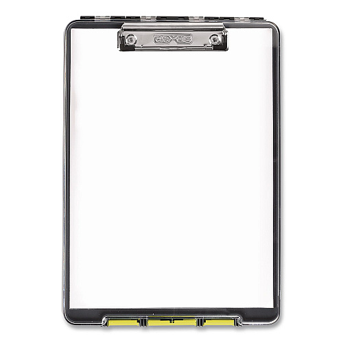 Dexas ClearView Clipcase Storage Clipboard, 0.35" Clip Capacity, Holds 8.87 x 12.25 Sheets, Gray/Yellow (5717803)