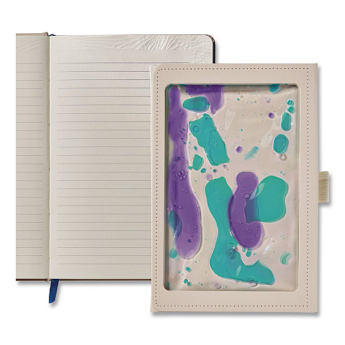 Lifelines Shake It Up Sensory Journal, Interactive Blue/Purple Color-Fusing Oil Ocean, Wide/Legal Rule, Cream Cover, (80) 8 x 5 Sheets (160109)