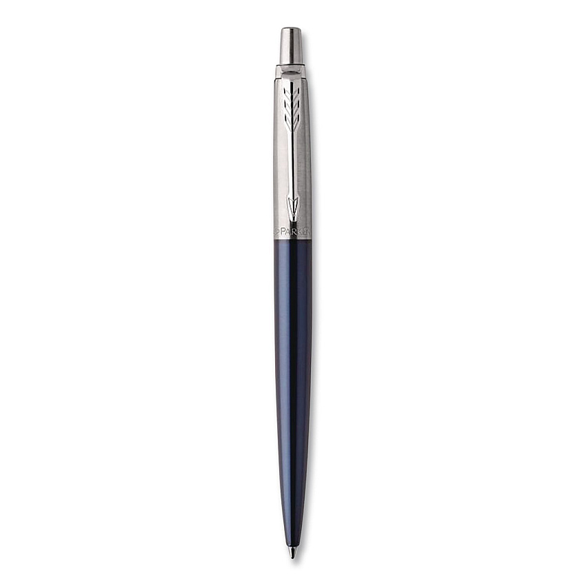 Parker Jotter Ballpoint Pen, Retractable, Medium 0.7 mm, Blue Ink, Royal Blue/Stainless-Steel Barrel (1953209)