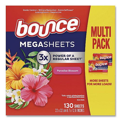 Bounce Fabric Softener Sheets, Paradise Blossom Scent, 130 Sheets/Pack (05151PK)