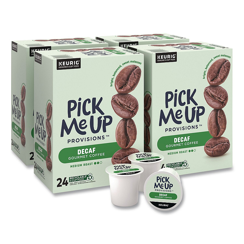 Pick Me Up Provisions Decaf Coffee K-Cups, Medium Roast, 96/Carton (PM62435CT)