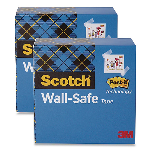 Scotch Wall-Safe Tape, 1" Core, 0.75" x 1,296", Clear, 2/Pack (7100361155)