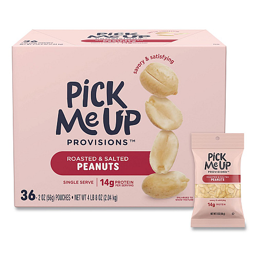 Pick Me Up Provisions Roasted and Salted Peanuts, 2 oz Pouch, 36/Box (PM62983)