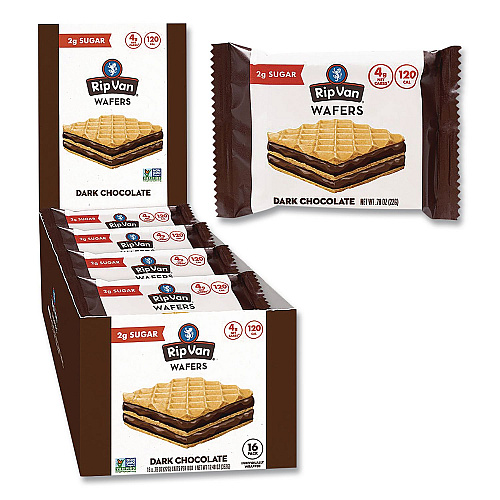 Rip Van Wafers, Dark Chocolate, 0.78 oz Packet, 16/Box (RVW70520)