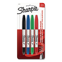 Sharpie Twin-Tip Permanent Marker, Extra-Fine/Fine Tip, Assorted Colors, 4/Pack (32174)