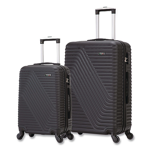 TUCCI VOYAGE Vertice ABS 2-Piece Luggage Set, Black (V000102PCBLK)