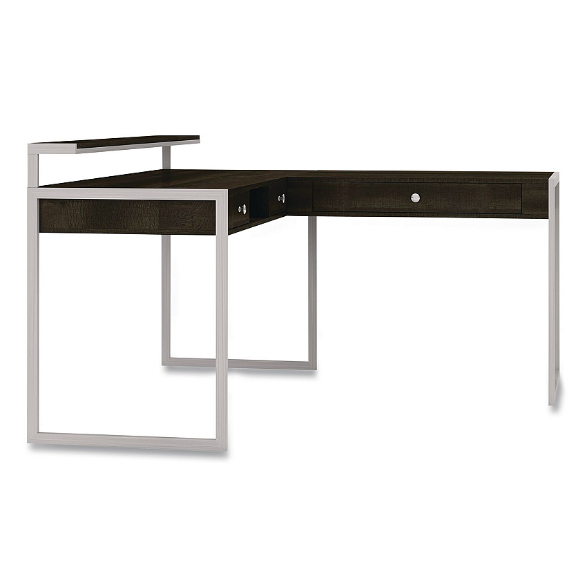 Whalen Asherton L-Shaped Corner Desk, 60" x 60" x 35.88" (Left) and 30" (Right), Fawn Aged Oak/Titanium (SPUSASHD)