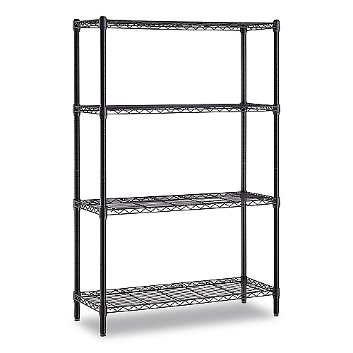 Whalen 4-Shelf Wire Shelving Unit, 36w x 14d x 54h, Black (WS1436544B)