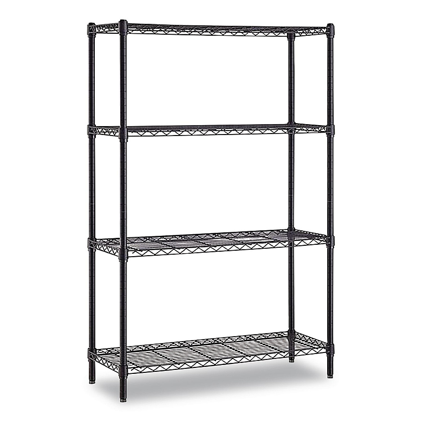 Whalen 4-Shelf Wire Shelving Unit, 36w x 14d x 54h, Black (WS1436544B)
