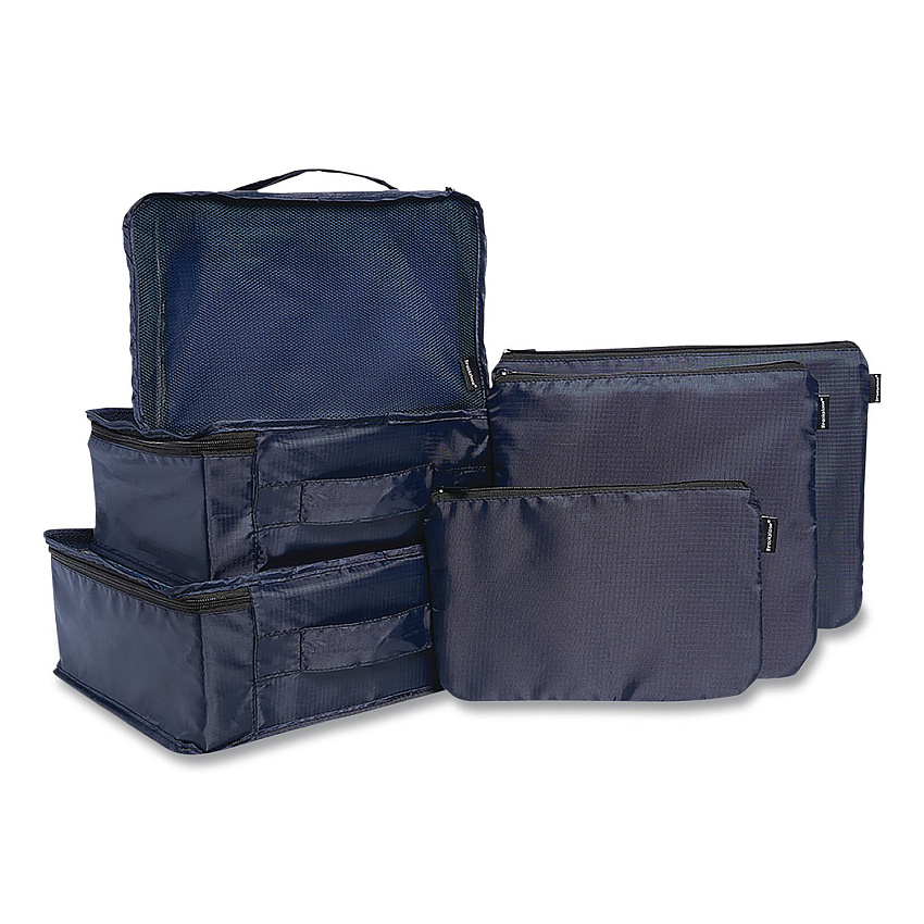 Brookstone Six-Piece Travel Pouch Set, 12.2 x 1.97 x 9.65, Blue (BNPC0001)