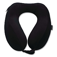 Brookstone Memory Foam Fabric Travel Pillow, One Size Fits Most, 9.84 x 5.5 x 11, Black (BNPM0001)