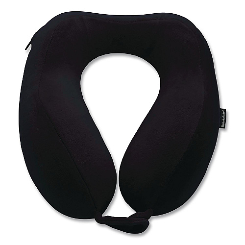 Brookstone Memory Foam Fabric Travel Pillow, One Size Fits Most, 9.84 x 5.5 x 11, Black (BNPM0001)