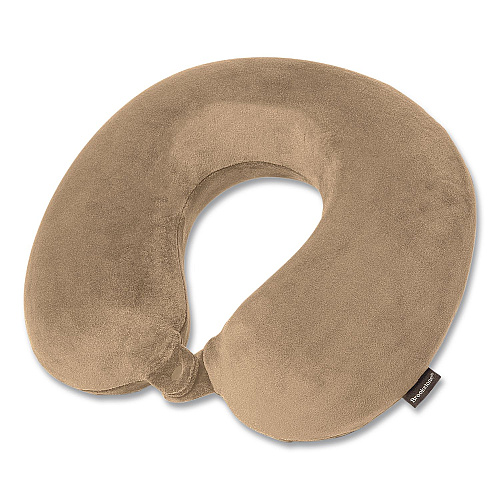 Brookstone U-Shaped Memory Foam Travel Pillow, 11.8 x 3.74 x 12.6, Khaki (BNPM0004)