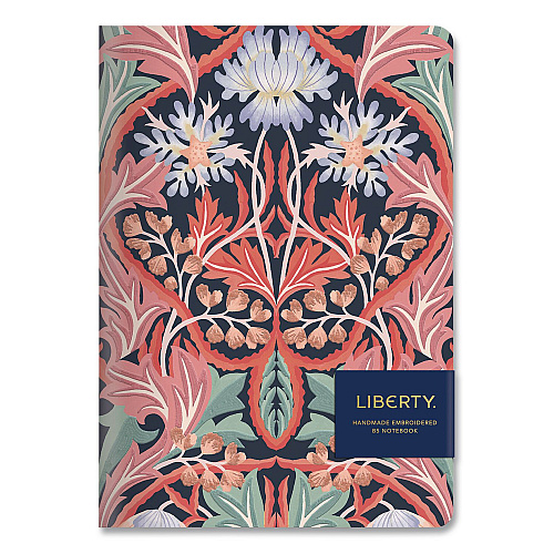 Chronicle Books Liberty London Embroidered Cover Journal, Floral Artwork, Medium/College Rule, Green/Pink/White Cover, (50) 10 x 7 Sheets (978073536557)