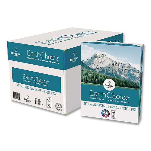 Domtar EarthChoice Office Paper, 92 Bright, 20 lb Bond Weight, 8.5 x 11, White, 500/Ream (2700RM)