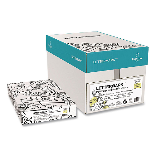 Lettermark Colors 30% Recycled Multipurpose Color Paper, 20 lb Bond Weight, 8.5 x 14, Canary, 500 Sheets/Ream, 10 Reams/Carton (94292RMCT)
