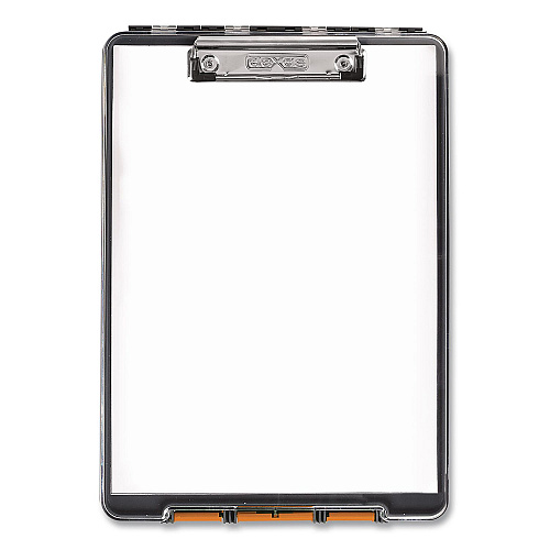 Dexas ClearView Clipcase Storage Clipboard, 0.35" Clip Capacity, Holds 8.87 x 12.25 Sheets, Gray/Orange (5717804)