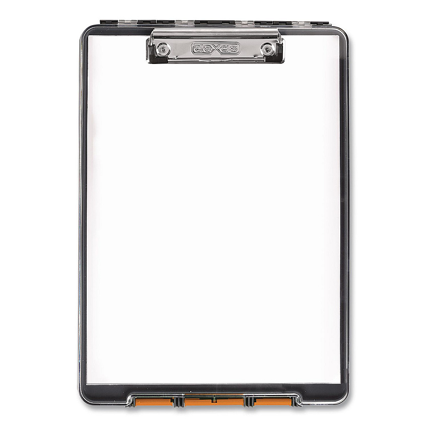 Dexas ClearView Clipcase Storage Clipboard, 0.35" Clip Capacity, Holds 8.87 x 12.25 Sheets, Gray/Orange (5717804)