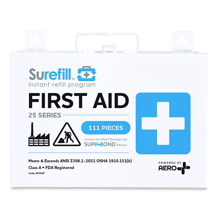 SUREFILL 25 ANSI 2021 A+ First Aid Kit with Metal Case, 111 Pieces (SF25AT)