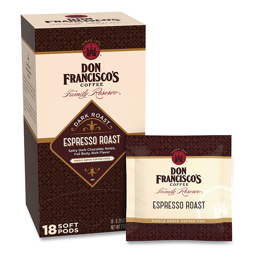 Don Francisco's Coffee Espresso Roast Soft Pods, 18/Box (FGS14507)