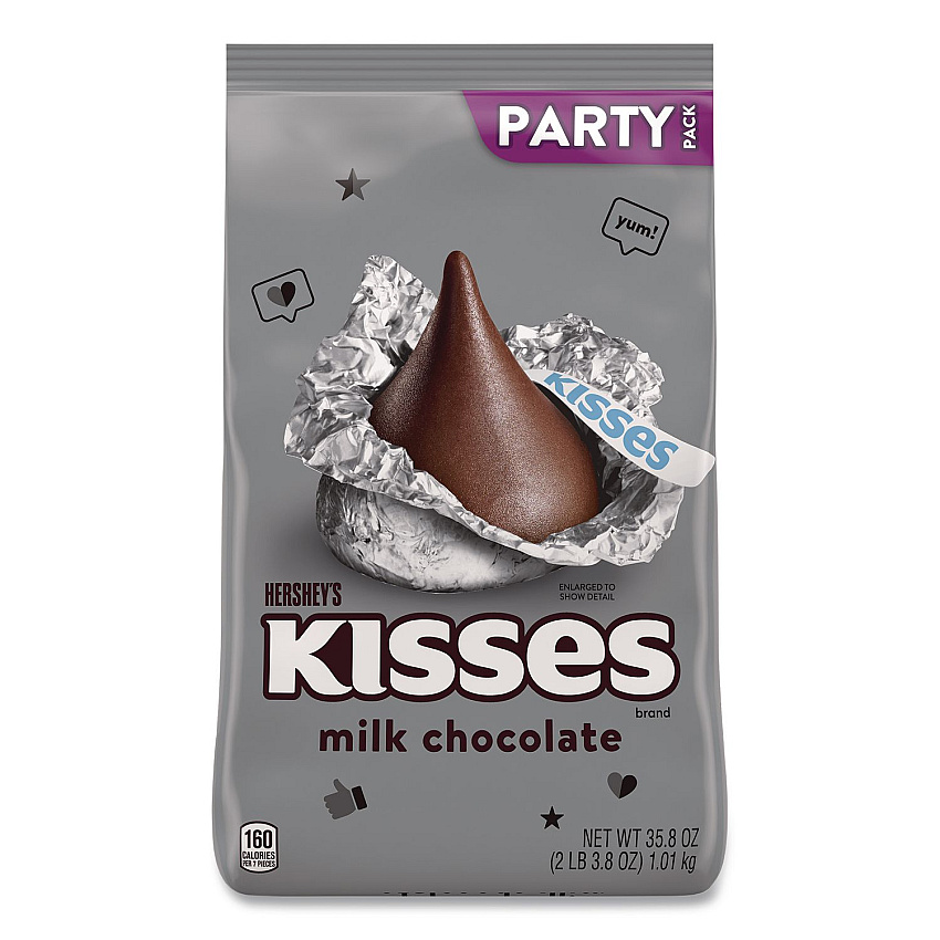 Hershey's KISSES Milk Chocolate Candy, Party Pack, 35.8 oz Bag (HEC13480)