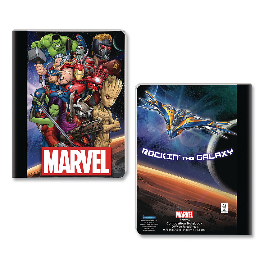 Innovative Designs Licensed Composition Book, Marvel Avengers, Wide/Legal Rule, Multicolor Cover, (100) 9.75 x 7.5 Sheets (714785AVESA)