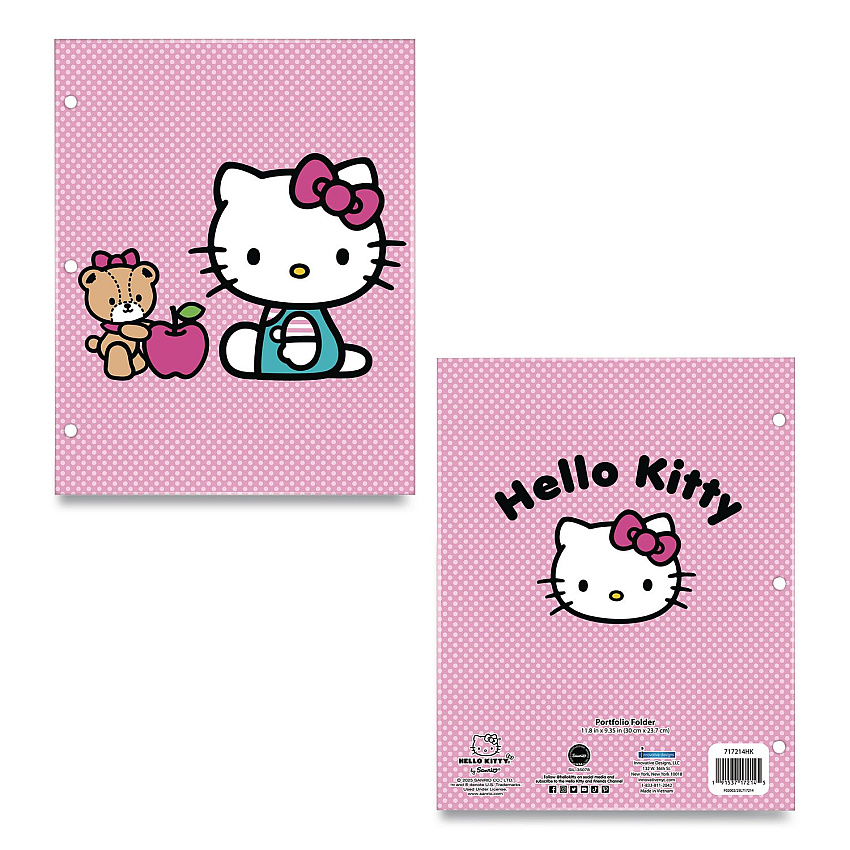Innovative Designs Licensed Two-Pocket Folder, Hello Kitty, Side: 3-Hole Punched, Accommodates (50) 11 x 8.5 Sheets, Multicolor (717214HKSA)