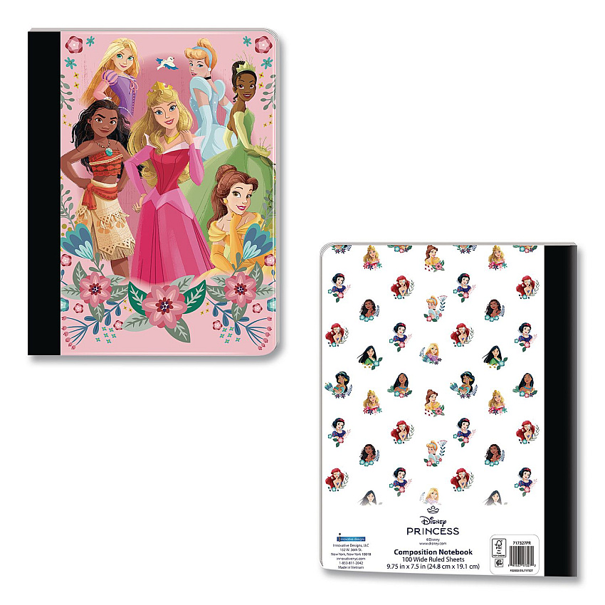 Innovative Designs Licensed Composition Book, Disney Princesses, Wide/Legal Rule, Multicolor Cover, (100) 9.75 x 7.5 Sheets (717327PRSA)