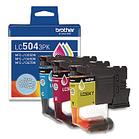 Brother LC504 INKvestment Ink, 500 Page-Yield, Cyan/Magenta/Yellow, 3/Pack (LC5043PKS)