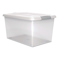 Iris Store and Slide Latching Lid Storage Bin, 61 qt, 15.55 x 23.42 x 12.99, Clear (270017)