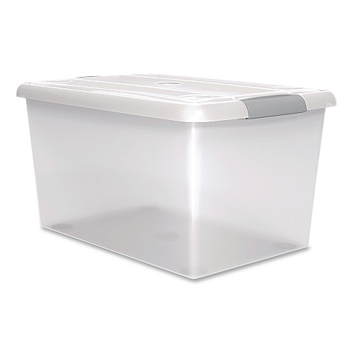 Iris Store and Slide Latching Lid Storage Bin, 61 qt, 15.55 x 23.42 x 12.99, Clear (270017)