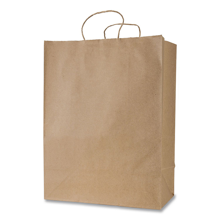 Inteplast Group Get Reddi Paper Bags, Mercado Size, 65# Basis Weight, Twisted Rope Handles, 13 x 7 x 17, Brown, 250/Carton (KRFTW13717)