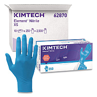 Kimtech Element Nitrile Exam Gloves, Powder-Free, AQL 1.5, X-Small, 3.2 mil Thick, 9.3" Long, Blue, 250/Box, 10 Boxes/Carton (62870)