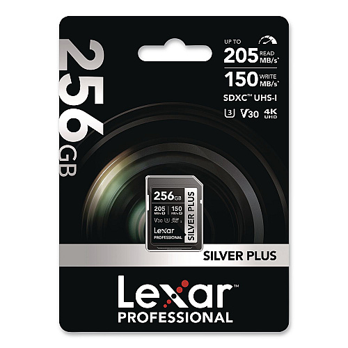 Lexar Professional SILVER Series SDXC Memory Card, 205MB/s Read Speeds and 150MB/s Write Speeds, UHS-I V30 U1 Class 10, 256 GB (LSDSIPL256GB)