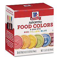 McCormick Food Coloring, Red/Yellow/Blue, 0.5 oz Bottle, 3/Box (MCM05308)
