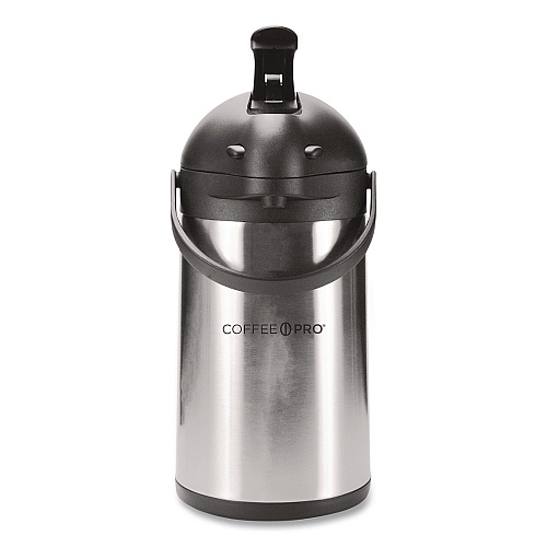 Coffee Pro Stainless Steel Airpot, 192 oz, Silver/Black (CPAP35)
