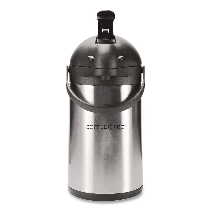 Coffee Pro Stainless Steel Airpot, 192 oz, Silver/Black (CPAP35)