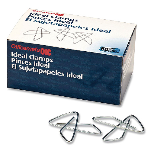Officemate OIC Ideal Butterfly Clamps, #2, Silver, 50/Box (378812)