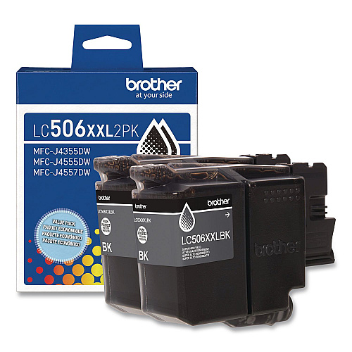 Brother LC506 INKvestment, Super High-Yield Ink, 5,000 Page-Yield, Black, 2/Pack (LC506XXL2PKS)