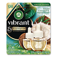 Air Wick Vibrant Scented Oil Warmer Refill, Island Coconut and Warm Sands, 0.67 oz, 2/Pack (6233801050)