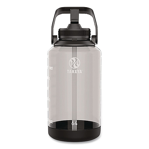 TAKEYA Tritan Motivational Plastic Water Bottle, 64 oz, Stormy Black (54145)