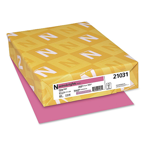 Astrobrights Color Paper, 24 lb Bond Weight, 8.5 x 11, Pulsar Pink, 500 Sheets/Ream, 10 Reams/Carton (21031CT)