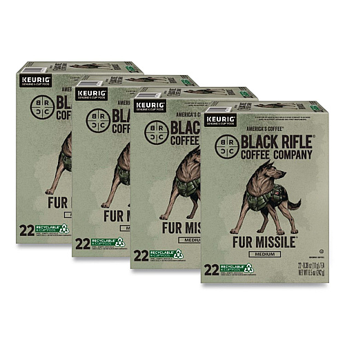 Black Rifle Coffee Company Fur Missile Coffee K-Cups, 22/Box, 4 Boxes/Carton (5510CT)