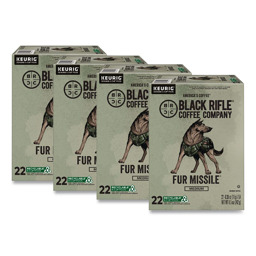 Black Rifle Coffee Company Fur Missile Coffee K-Cups, 22/Box, 4 Boxes/Carton (5510CT)