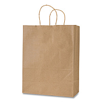 Inteplast Group Get Reddi Paper Bags, Pixie Size, 60# Basis Weight, Twisted Rope Handles, 10" x 5" x 13", Brown, 250/Carton (KRFTW10513)