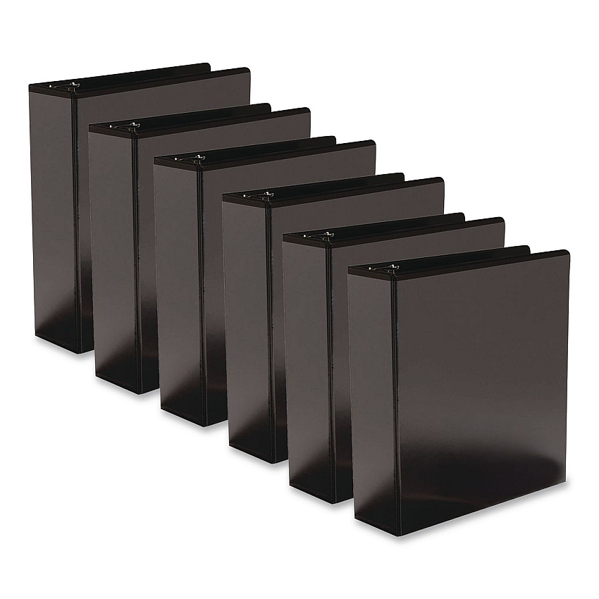 Simply Round Ring View Binder, 3 Rings, 3" Capacity, 11 x 8.5, Black, 6/Carton (2372121690)