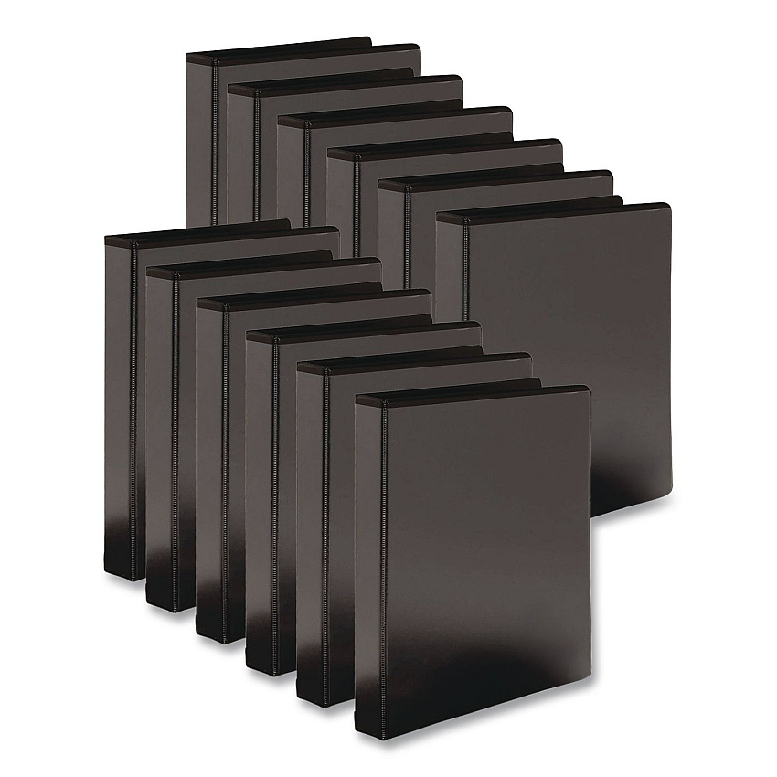 Simply Round Ring View Binder, 3 Rings, 0.5" Capacity, Black, 12/Carton (2373821683)
